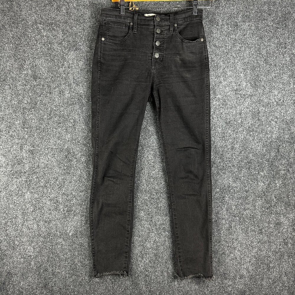 Madewell Jeans Womens 27 High Rise Skinny Black Cotton Stretch Button Fly Pocket